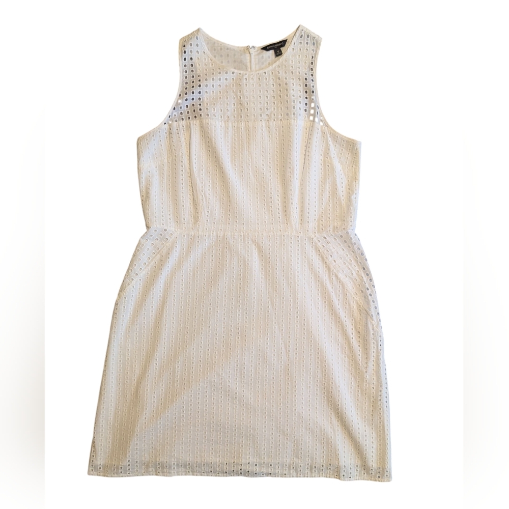 Banana Republic White Eyelet Sleeveless Mini Dress | Size 12 | Cotton Racerback